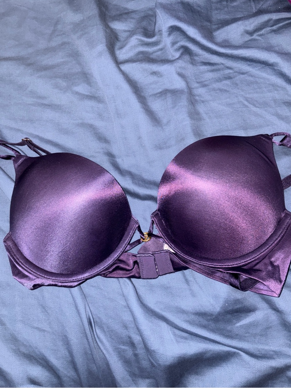 !!NEED GONE ASAP!! Plunge Satin Push-Up Bra in Deep Purple